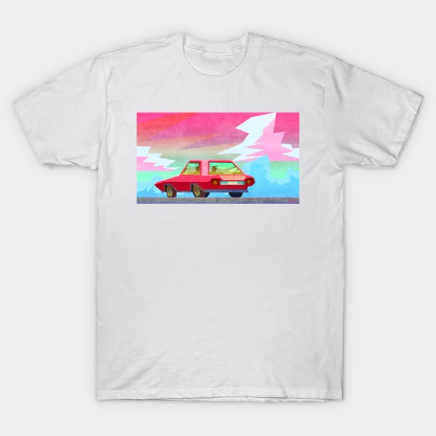Red Vintage Car T-Shirt by nagare017